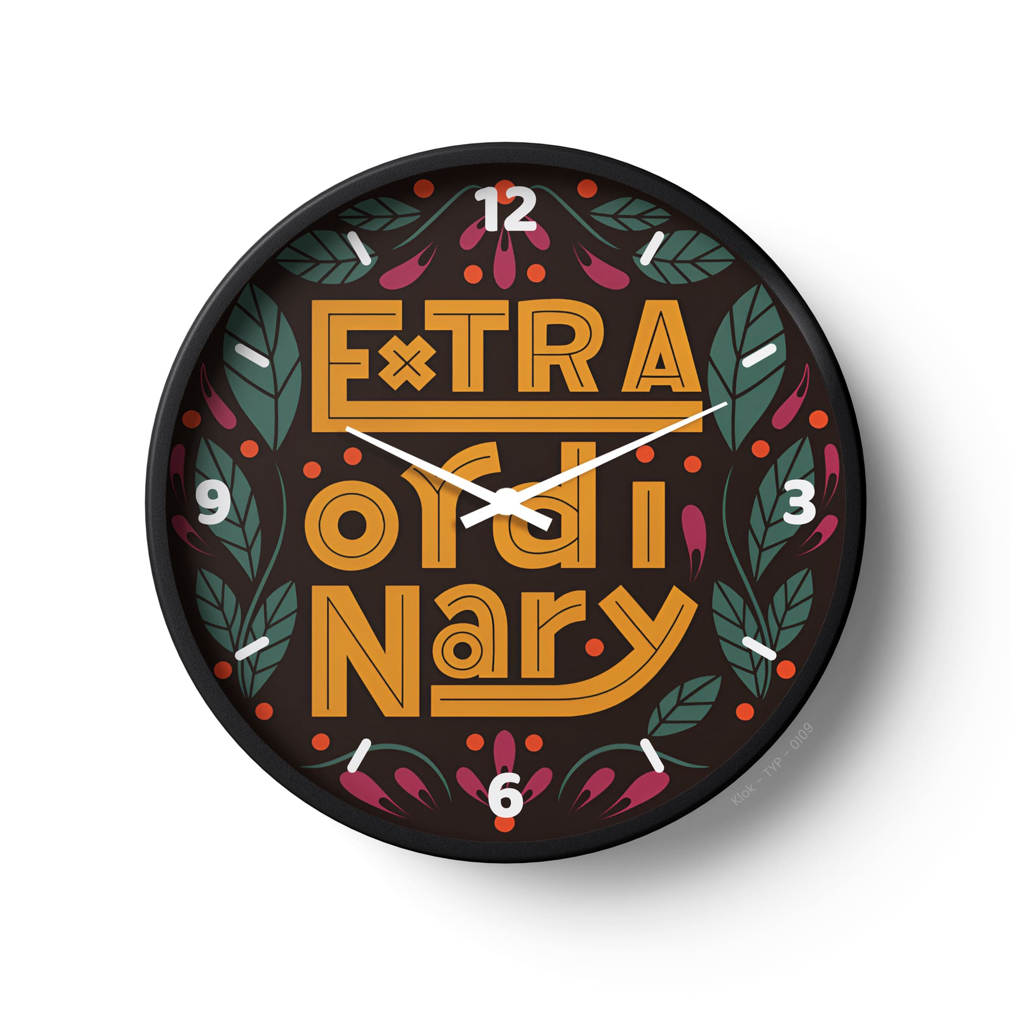 Typography Wall Clock – Extra Ordinary Colorful Modern Design | KLOK