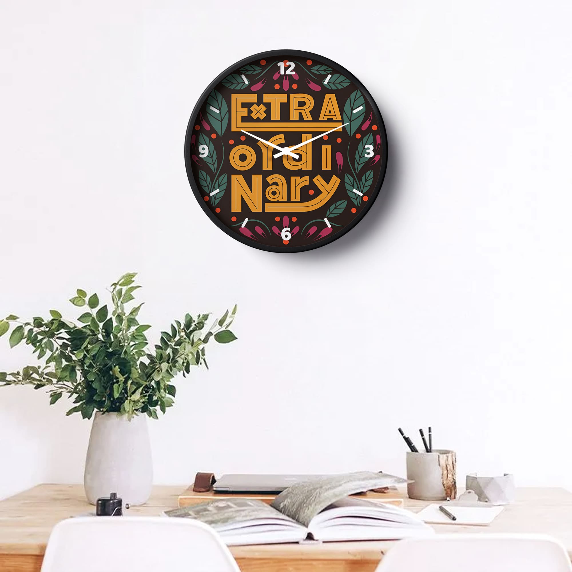Typography Wall Clock – Extra Ordinary Colorful Modern Design | KLOK